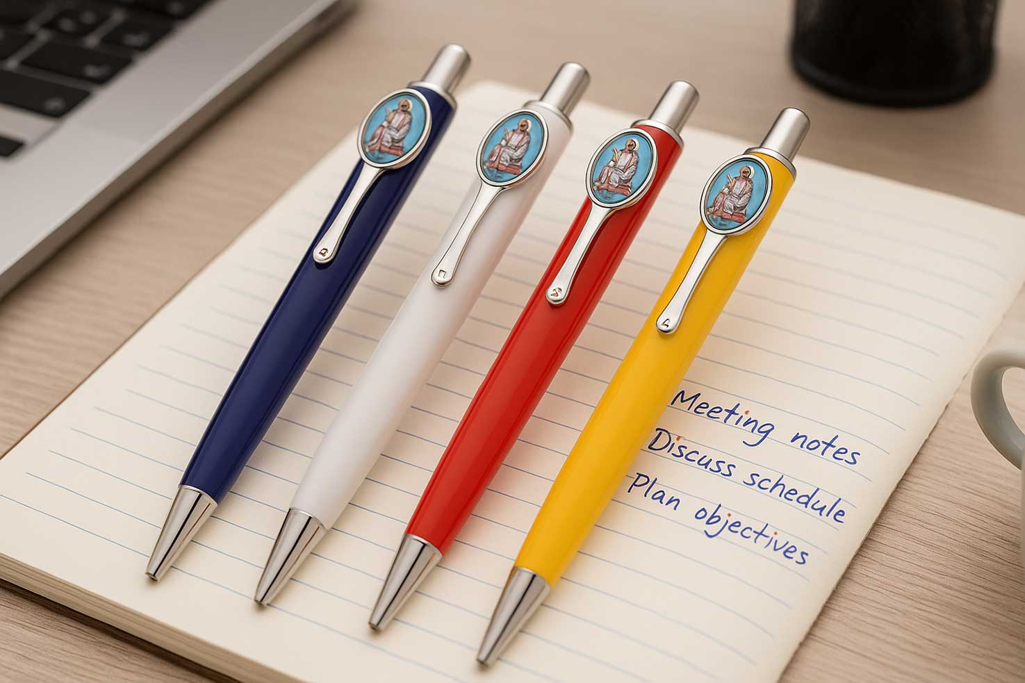 Custom Promotional Personalised Pen Displayed on Office Table