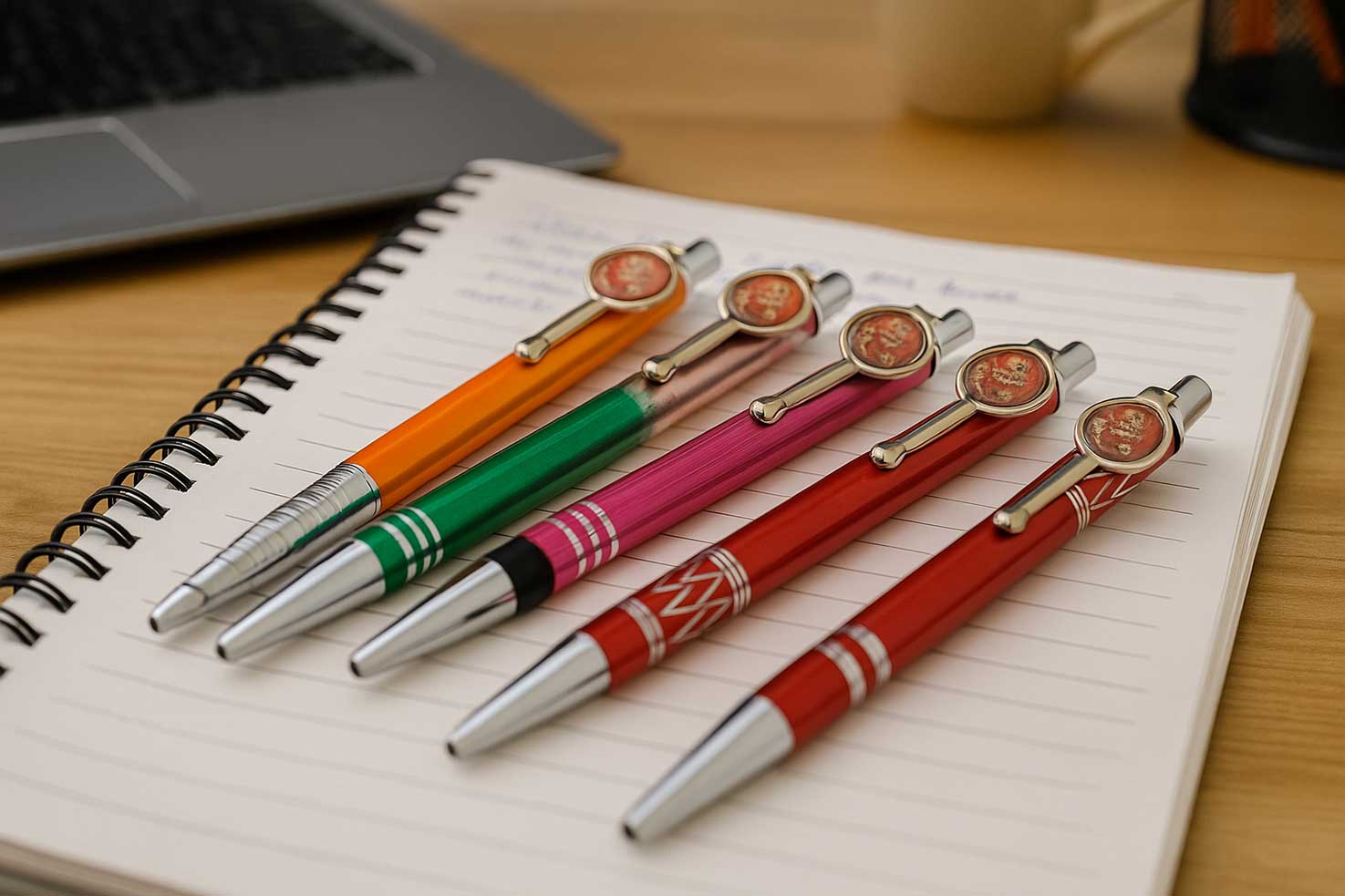 Custom Promotional Personalised Pen Displayed on Office Table