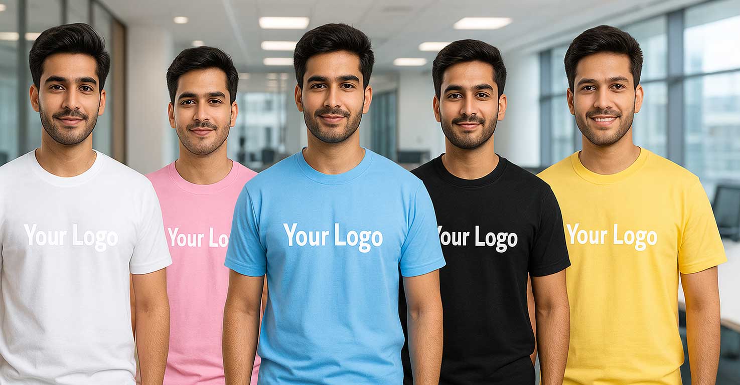 Models Wearing TShirts in Office Background