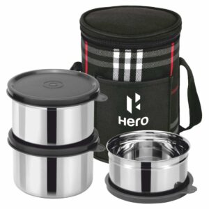 black executive lite lunch box 3 steel containers