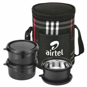 Bulk Custom Printed Lunch Box – Microwave Safe 3-Container Set with Carry Bag (LB-5B Executive)