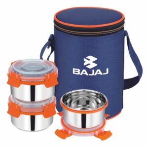 Corporate Lunch Box with Logo Printing – 3 Leak-Proof Steel Containers with Carry Case (LB-12A Stylock Executive)