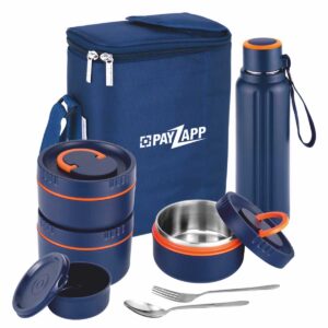 Premium Corporate Lunch Box with Branding – Inner Steel Insulated Set with Bottle & Bag (LB-48A Dazzle Pro)