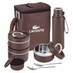 Premium Corporate Lunch Box with Branding – Inner Steel Insulated Set with Bottle & Bag (LB-48B Dazzle Pro)