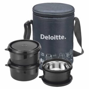 Logo Printed Lunch Box Wholesale – Microwave Safe 3-Container Set with Carry Bag (LB-5 Executive)