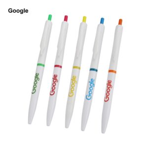 Personalised White Plastic Button Pens | Bulk Promo