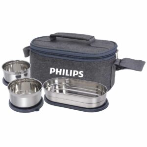 Bulk Custom Printed Lunch Box – 3 Stainless Steel Containers with Grey Carry Bag (LB-18 Galaxy Pro)