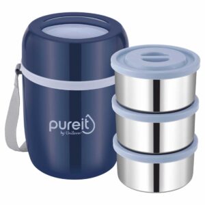 Insulated Lunch Box with Logo Printing – 3 Leak Proof Stainless Steel Containers (LB-22LP Smart 3)