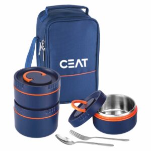 Premium Corporate Lunch Box with Branding – 3 Insulated Steel Containers (LB-47A Dazzle)