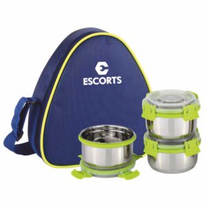 Leak Proof Steel Lunch Box with Logo – 3×350ml Containers (LB-11 Stylock Neo)