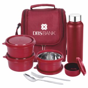 Corporate Gift Lunch Box with Logo – LB-2 Stella Maroon Set