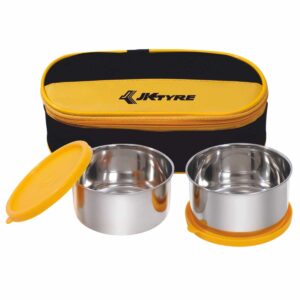 Yellow & Black Lunch Box with 2 Stainless Steel Containers – LB-21 Galaxy Ecoline