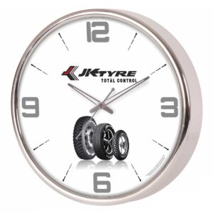 Elegant Round Wall Clock with Golden Foiling and Custom Branding