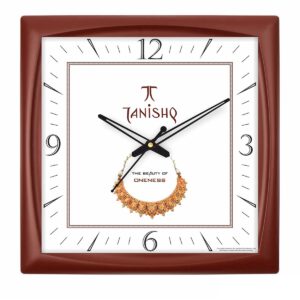 Executive 13.5" Square Office Wall Clock in Brown Matt Finish
