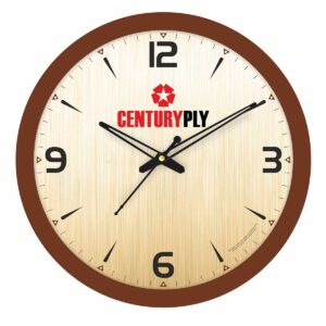 Rustic 12.5" Round Brown Matt Wall Clock with Wood-Look Dial