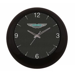 High-Contrast 12.25" Round Executive Wall Clock with Carbon Fiber Dial