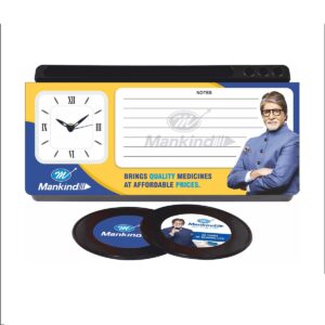 Custom Desk Organizer with Clock, Memo Pad, and Coasters