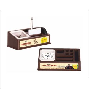 Custom Desk Organizer with Clock and Stationery Holder