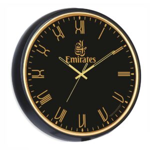 Luxury Promotional Wall Clock with Roman Numerals, Black & Golden Foiling
