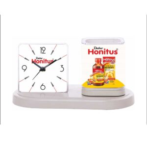 Custom Table Clock with Pen Stand & Branding Area