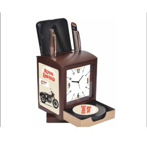 Custom Desk Organizer with Clock, Phone Holder, and Coasters