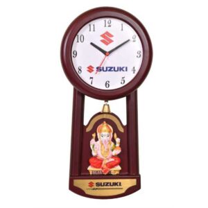 Personalized Wooden Pendulum Clock with Auspicious Idol Space | Premium Executive Gift for Corporate Branding