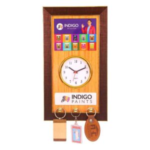 Custom Moulding Wall Clock with Key Holder | Promotional Key Hanger and Clock Combo for Office Branding