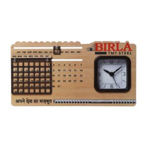 Custom MDF Desk Clock with Perpetual Calendar, 11" x 5.75" Promotional Organizer for Corporate Gifting