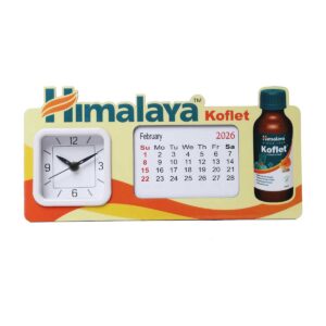 Executive Branded MDF Table Clock with Calendar, 12" Promotional Desk Organizer for Business Gifting