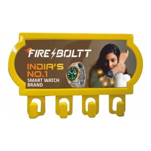 Your Logo Custom Branded Key Holder with 4 Hooks - Yellow Wall Mount Display for Promotional Gifting