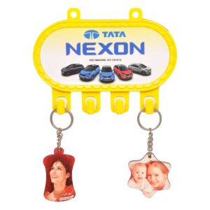 Your Logo Promotional Key Holder - Yellow Wall Mount Organizer with 4 Hooks