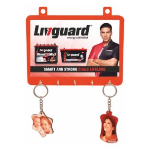 Your Logo Branded Key Holder - Red Wall Organizer with 4 Hooks for Corporate Gifting