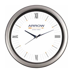 Metallic Finish Round Wall Clock - 10" Diameter Timepiece for Corporate Branding