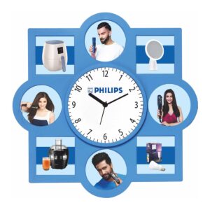 Unique Custom Wall Clock with Multi-Panel Photo Display | 11.5" Square Promotional Clock