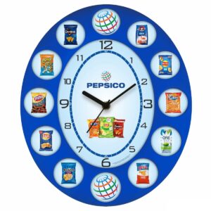 Unique 9.5" × 11.5" Oval Blue Matt Wall Clock for Full-Face Branding
