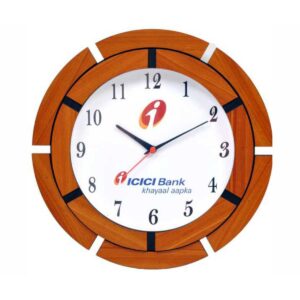 Corporate Wooden Wall Clock for Office Branding (9x9 Inch Dial) & Promotional Gifting