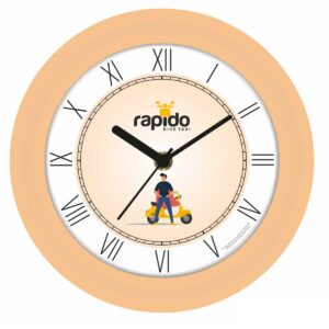 Versatile Orange Matt Table Cum Wall Clock | Custom Branding for Gifts & Office Decor