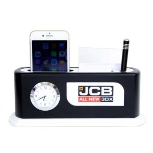 Executive Desktop Organizer with Watch, Mobile Stand, Memo Pad, and Pen Holder - Custom Branding Available