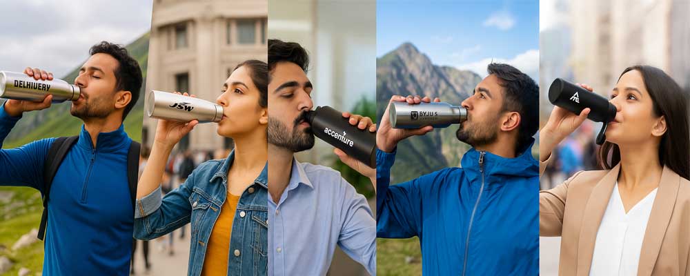 people drinking water from stainless steel and insulated bottles