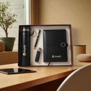 Premium 4-in-1 Corporate Gift Set | Notebook, Bottle, Pen & USB Drive Combo with Custom Branding