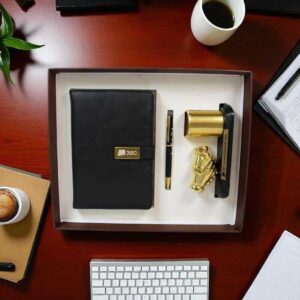 Premium 4-in-1 Corporate Gift Set | Notebook, Pen, Golden Mug & Trophy Combo with Custom Branding