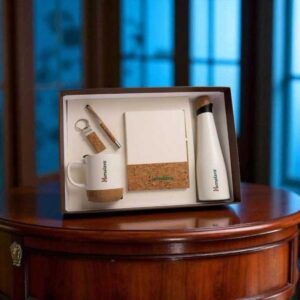 Eco-Friendly 5-in-1 Corporate Gift Set | Notebook, Bottle, Mug, Pen & Keychain Combo with Cork Finish