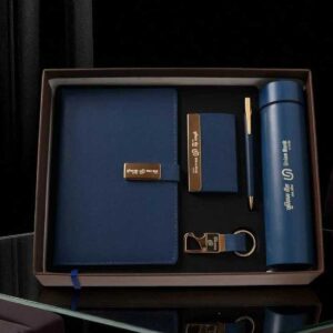 Premium 5-in-1 Blue Corporate Gift Set | Notebook, Bottle, Card Holder, Pen & Keychain Combo