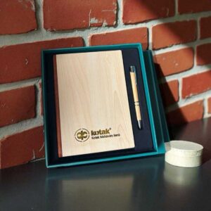 Premium Wooden 2-in-1 Corporate Gift Set | Customized Logo Printed Gift Combo