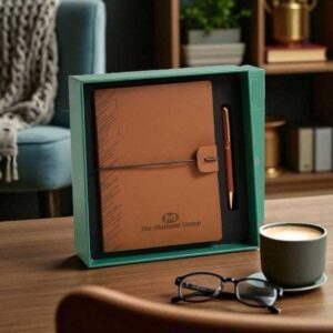 Premium 2-in-1 Corporate Gift Set with Custom Logo | Executive Diary & Pen Combo