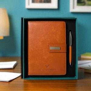 Premium 2-in-1 Corporate Gift Set with Custom Logo | Executive Diary & Pen Combo by Blackberrys