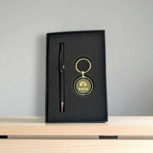 Elegant 2-in-1 Corporate Gift Set | Custom Logo Pen & Metal Keychain Combo