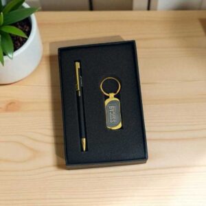 Elegant 2-in-1 Corporate Gift Set | Premium Pen & Keychain Combo with Custom Logo Printing
