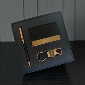 Premium 3-in-1 Metallic Corporate Gift Set | Custom Logo Printed Executive Gift Combo