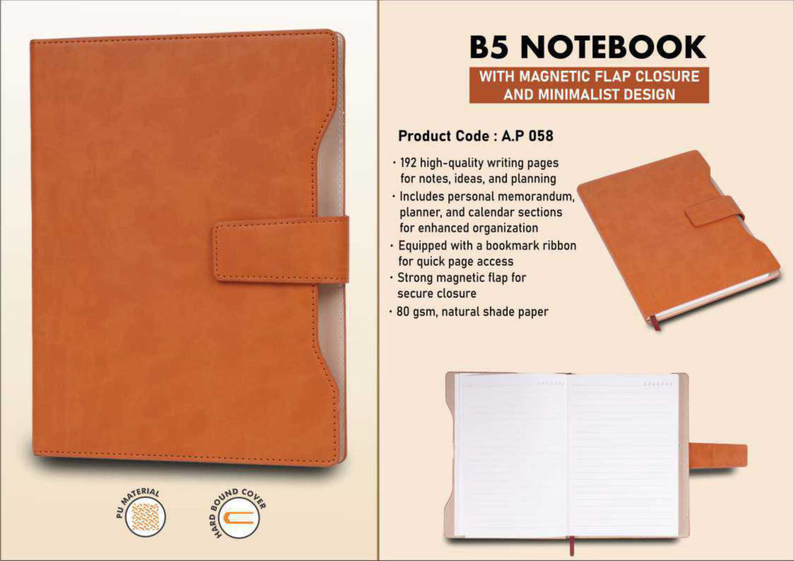 B5 Notebook with Magnetic Flap Closure – Hard Bound Minimalist